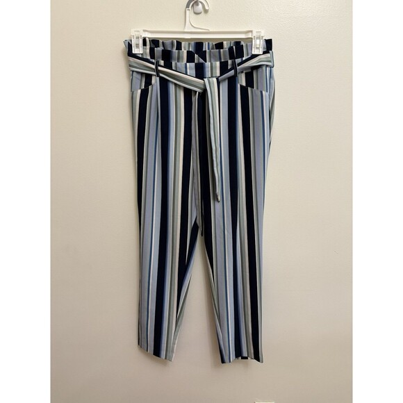 SOHO Apparel Paper Bag Pants Pull On Wide Leg Striped Tie Size Small - Picture 2 of 11